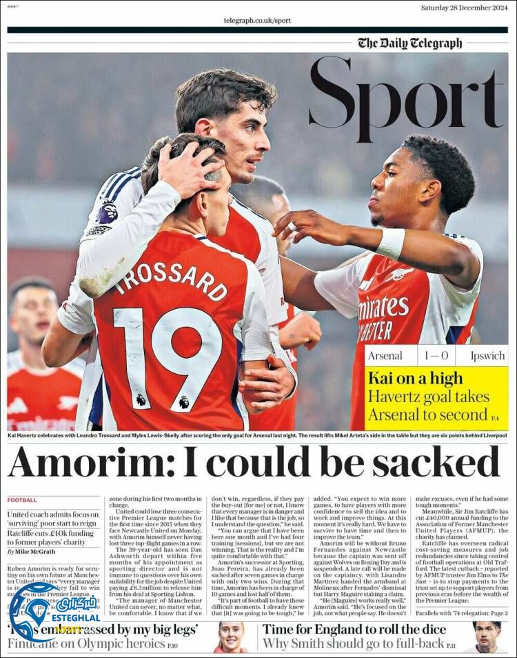 روزنامه  ورزشی تلگراف  اسپورت شنبه 8 دی 1403 