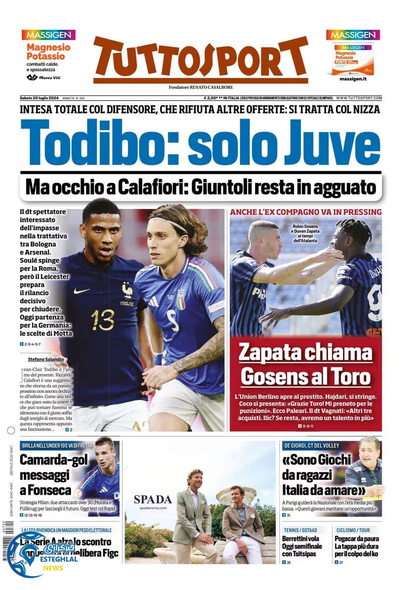 روزنامه ورزشی توتو اسپورت شنبه 30 تیر 1403 