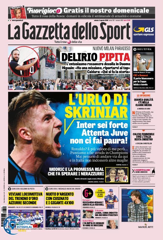 روزنامه ورزشی گاتزتا دلو اسپورت شنبه 13 مرداد 1397