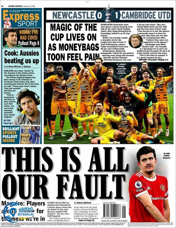 روزنامه ورزشی اکسپرس اسپورت یکشنبه 19 دی 1400