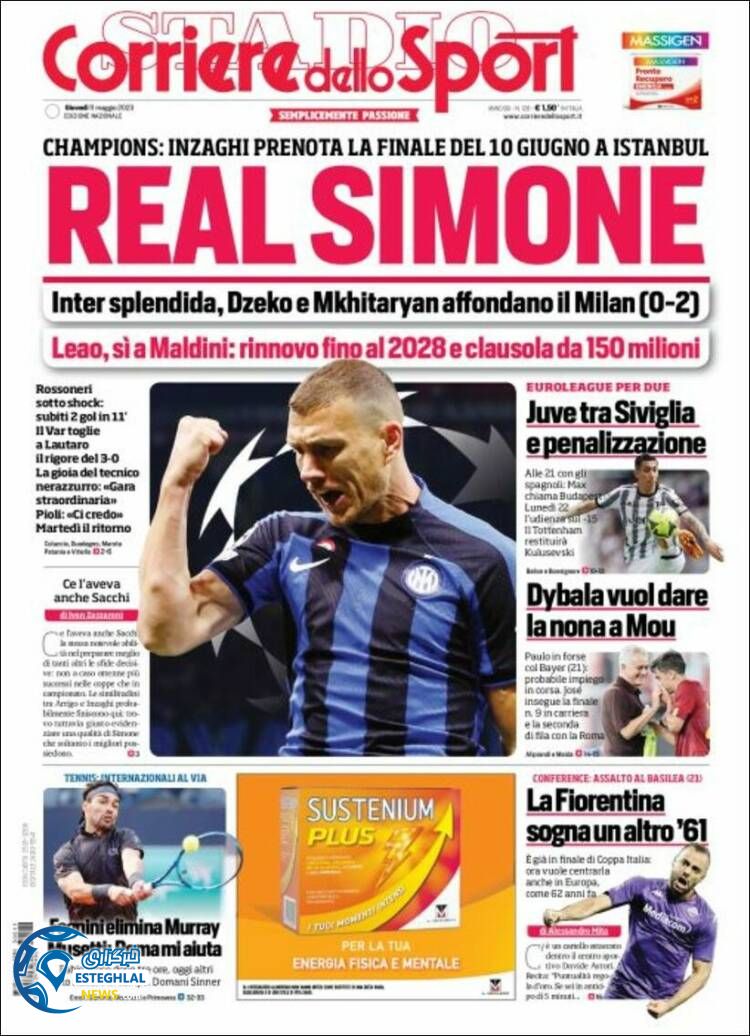 روزنامه ورزشی کوریره دلو اسپورت پنجشنبه 21 اردیبهشت 1402 