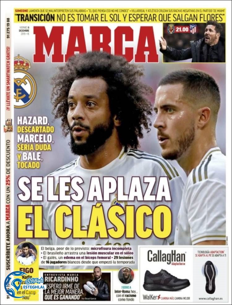 روزنامه ورزشی مارکا جمعه 15 آذر 1398