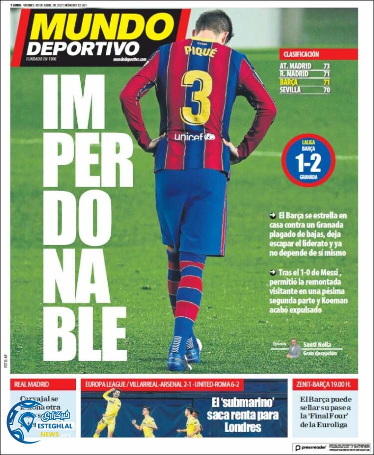 روزنامه ورزشی موندو دپورتیوو جمعه 10 اردیبهشت 1400