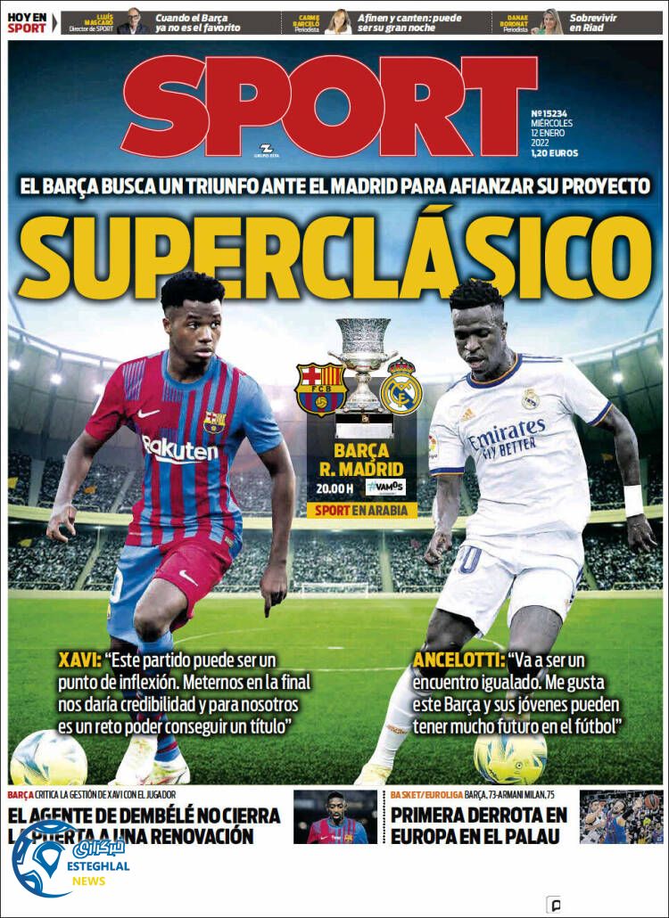 روزنامه ورزشی اسپورت چهارشنبه 22 دی 1400