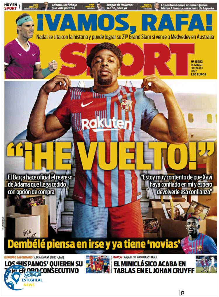 روزنامه ورزشی اسپورت یکشنبه 10 بهمن 1400