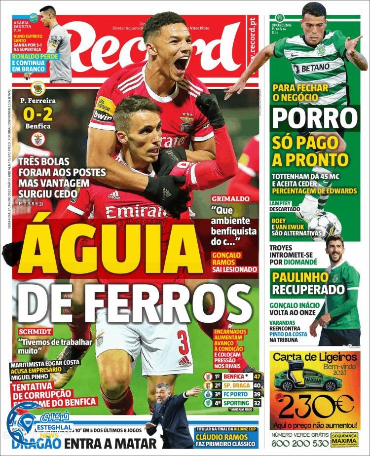 روزنامه ورزشی رکورد جمعه 7 بهمن 1401 