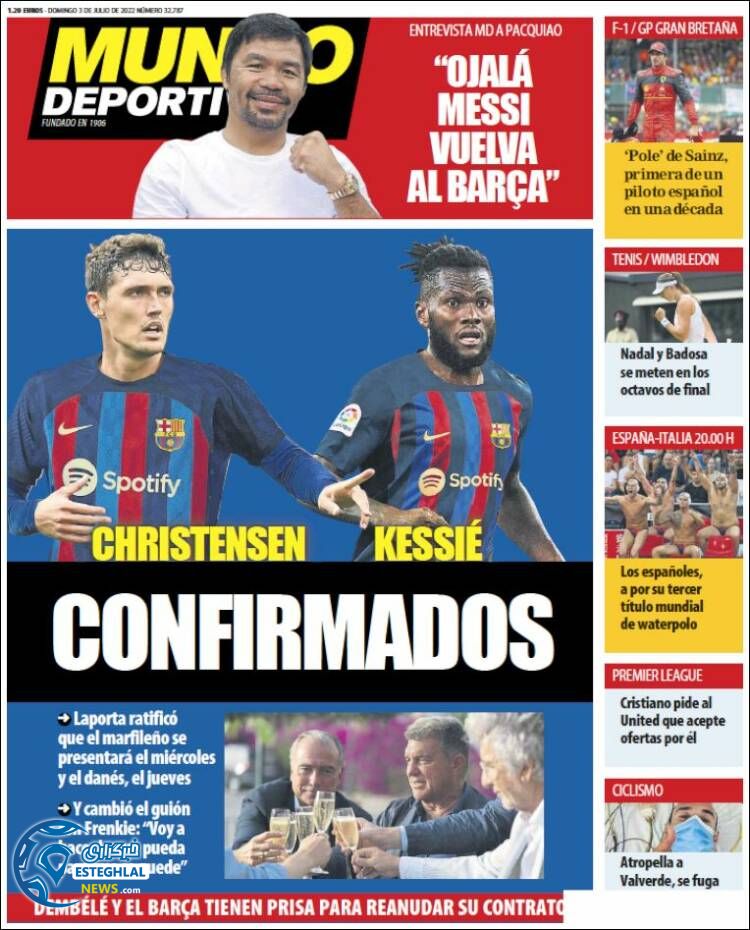 روزنامه ورزشی موندو دپورتیوو یکشنبه 12 تیر 1401