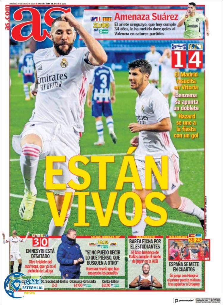 روزنامه ورزشی آاس یکشنبه 5 بهمن 1399