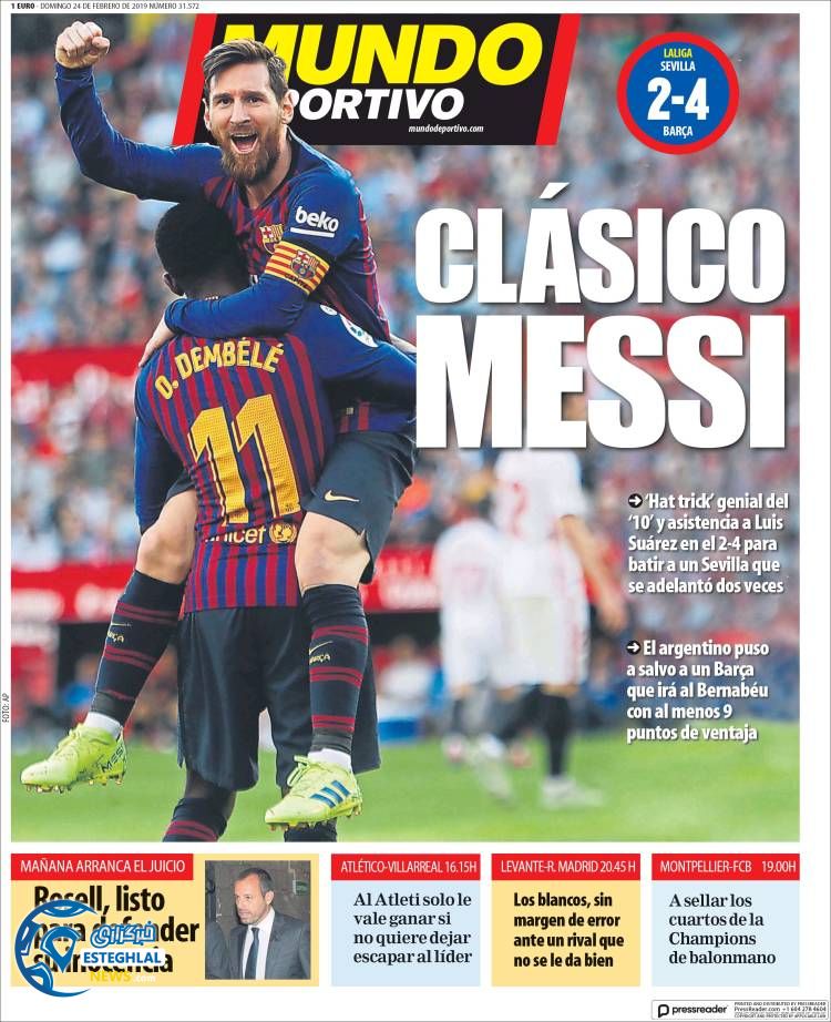 روزنامه ورزشی موندو دپورتیوو یکشنبه 5 اسفند 1397