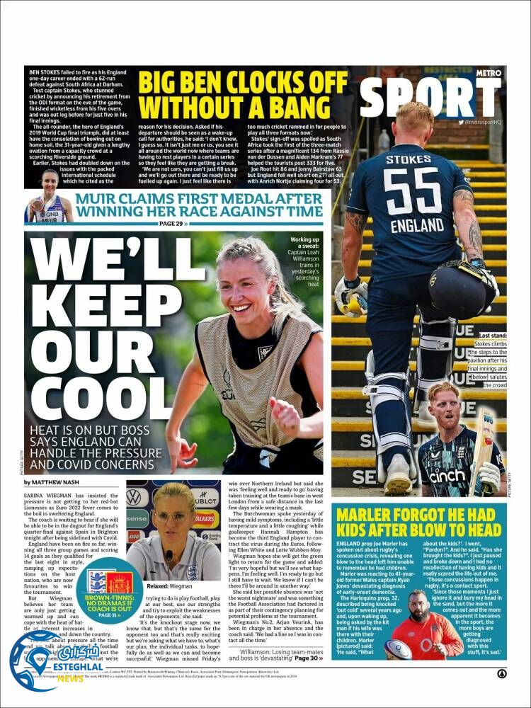 روزنامه ورزشی مترو اسپورت چهارشنبه 29 تیر 1401