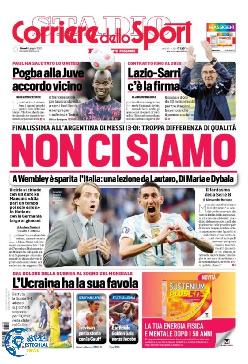 روزنامه ورزشی کوریره دلو اسپورت پنجشنبه 12 خرداد 1401