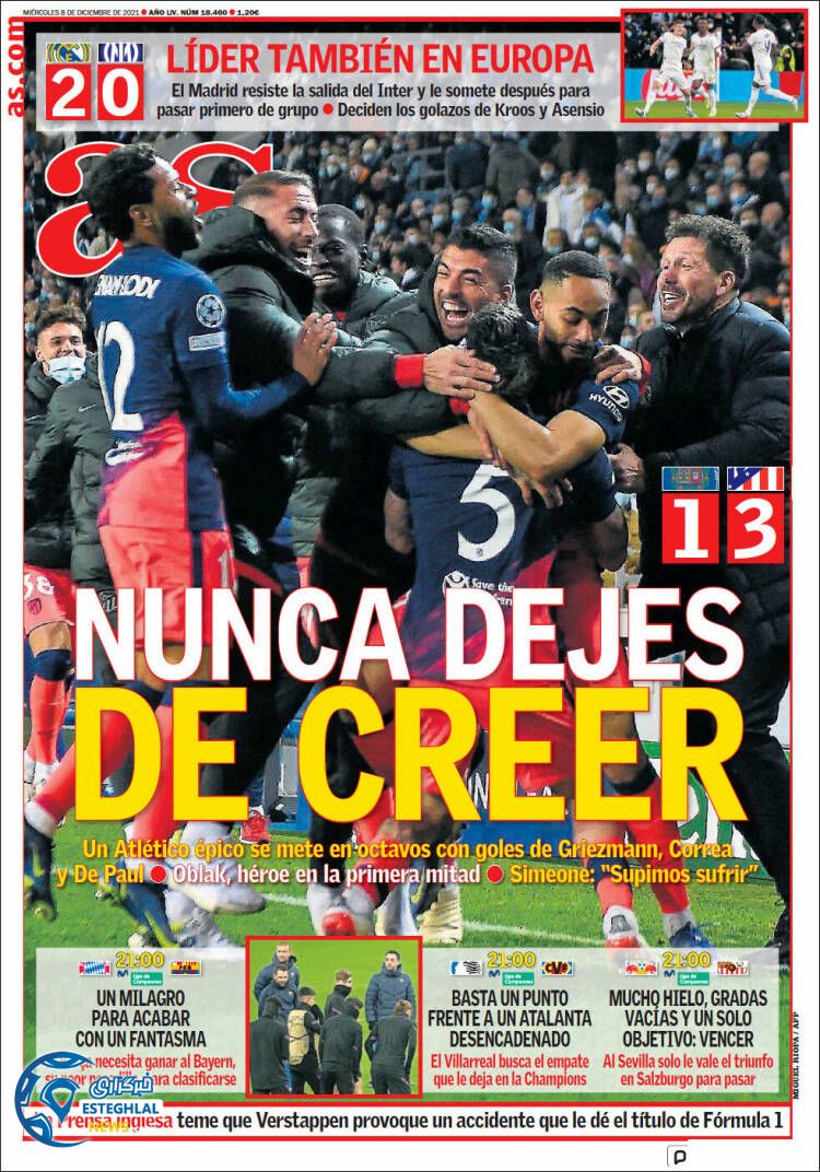 روزنامه ورزشی آ اس چهارشنبه 17 آذر 1400