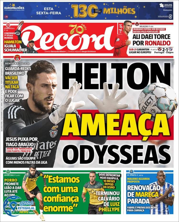 روزنامه ورزشی رکورد دوشنبه 26 آبان 1399