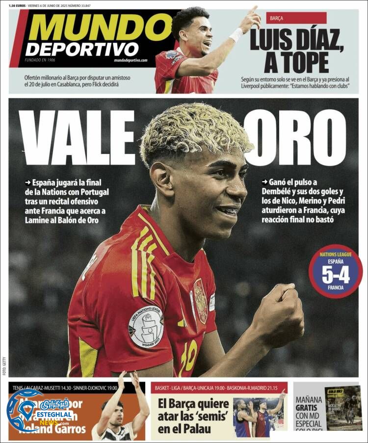 روزنامه ورزشی موندو دپورتیوو جمعه 16 خرداد 1404 