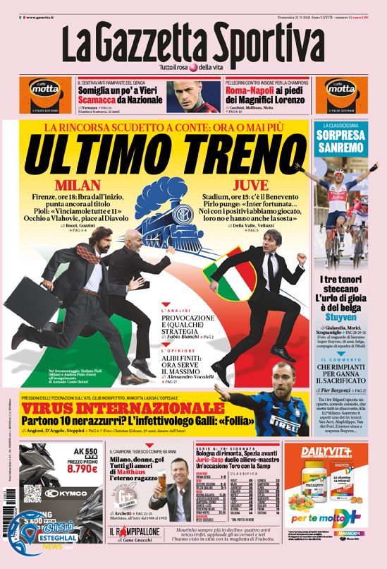 روزنامه ورزشی گاتزتا دلو اسپورت یکشنبه 1 فروردین 1400