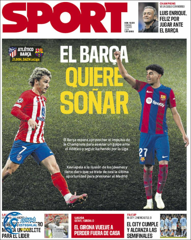 روزنامه ورزشی  اسپورت یکشنبه 27 اسفند 1402 