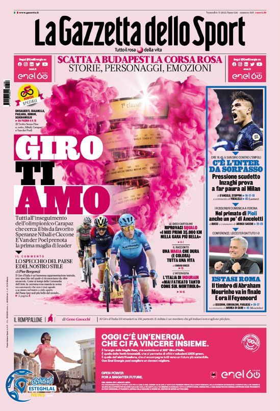 روزنامه ورزشی گانزتا دلو اسپورت جمعه 16 اردیبهشت 1401