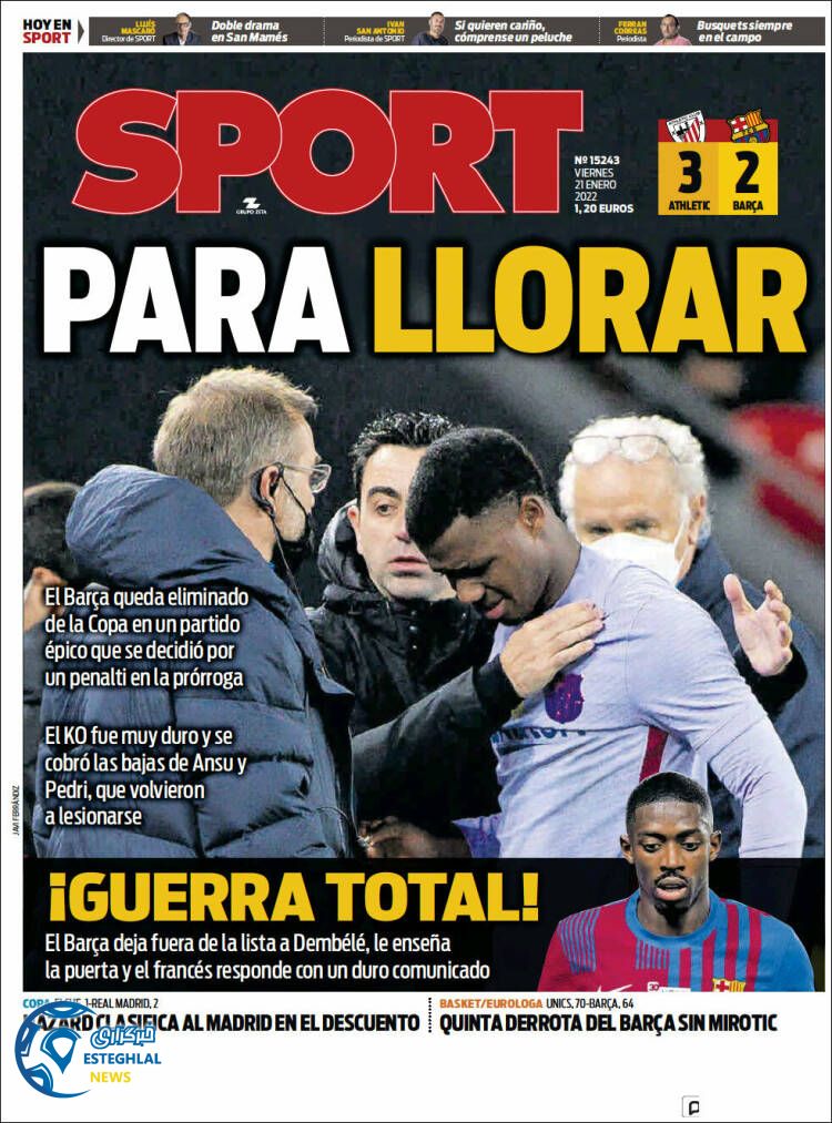 روزنامه ورزشی اسپورت جمعه 1 بهمن 1400