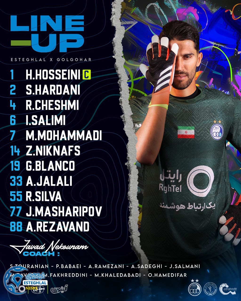 ترکیب استقلال مقابل گل گهر