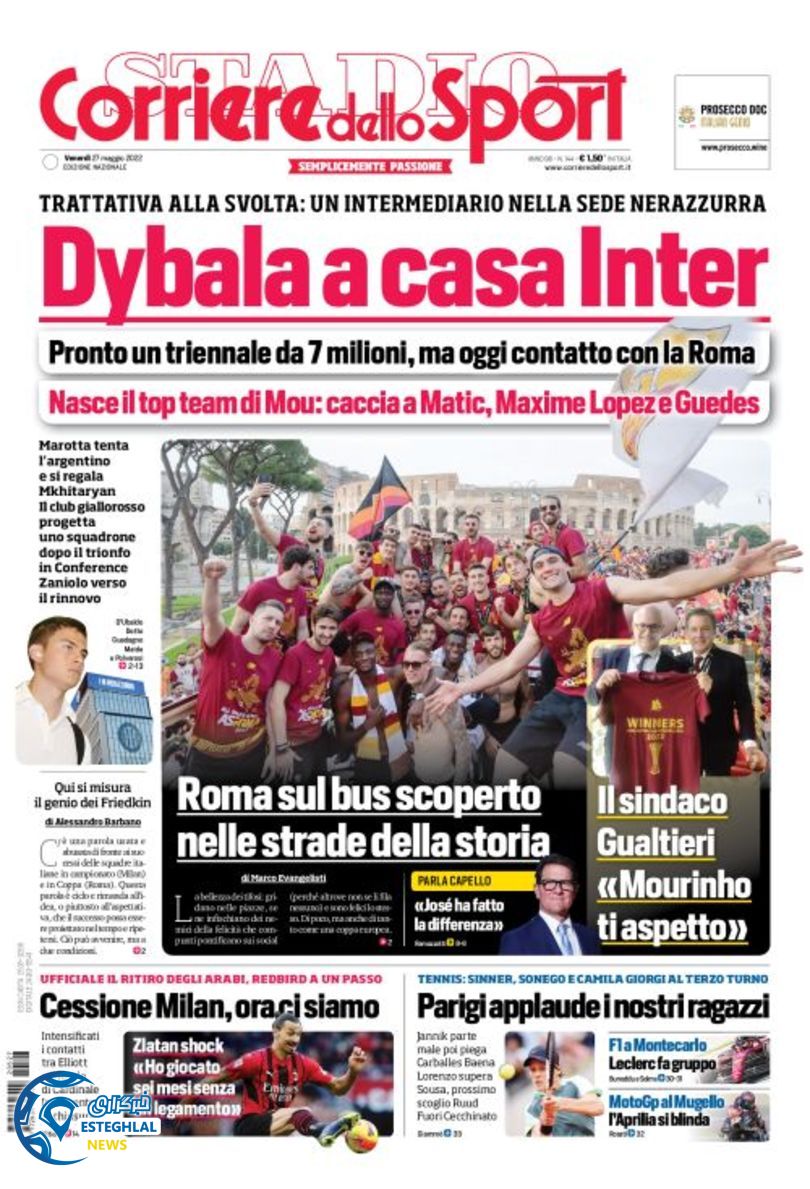 روزنامه ورزشی کوریره دلو اسپورت جمعه 6 خرداد 1401