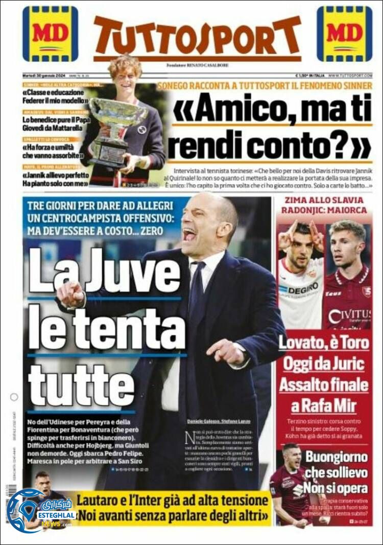 روزنامه ورزشی توتو اسپورت سه شنبه 10 بهمن 1402 