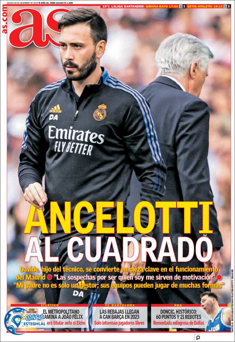 روزنامه ورزشی آ اس پنجشنبه 8 دی 1401 