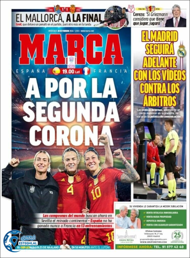 روزنامه  ورزشی مارکا چهارشنبه 9 اسفند 1402 