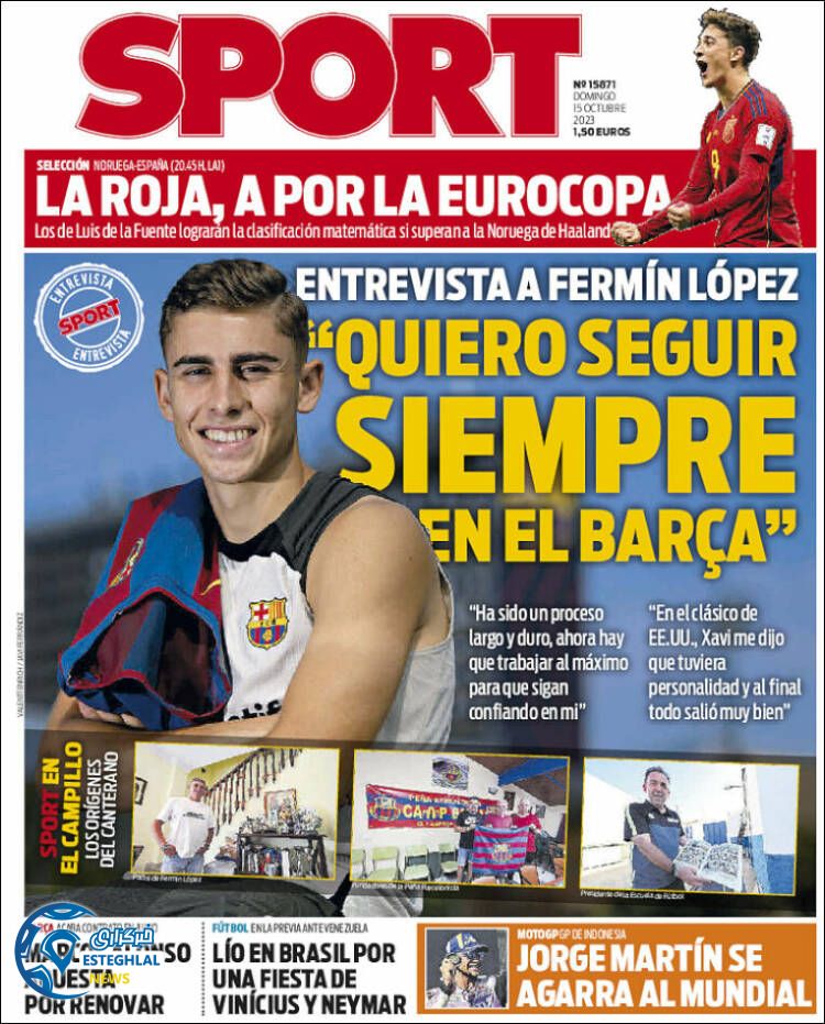 روزنامه ورزشی اسپورت یکشنبه 23 مهر 1402 