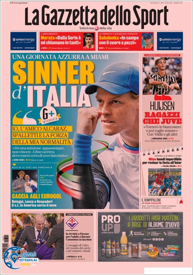 روزنامه ورزشی گاتزتا دلو اسپورت پنجشنبه 2 فروردین 1403 