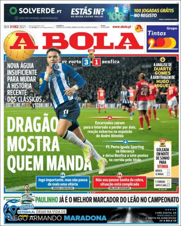 روزنامه ورزشی آبولا جمعه 10 دی 1400