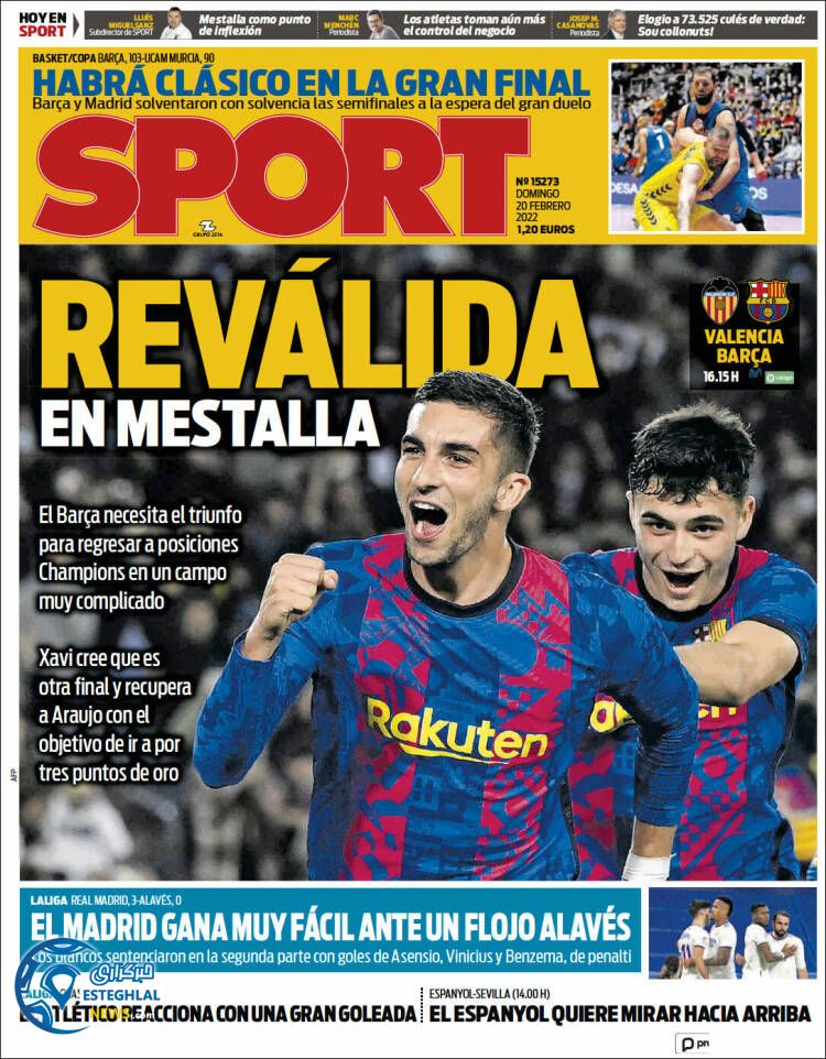 روزنامه ورزشی اسپورت یکشنبه 1 اسفند 1400