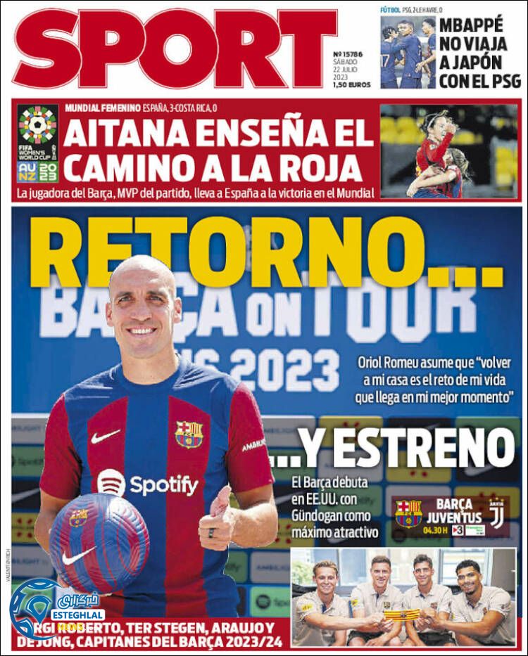 روزنامه  ورزشی اسپورت شنبه 31 تیر 1402 