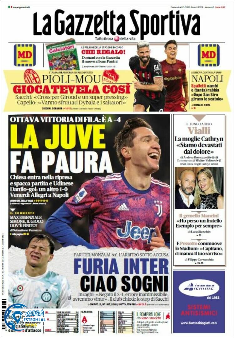 روزنامه ورزشی گاتزتا دلو اسپورت یکشنبه 18 دی 1401 