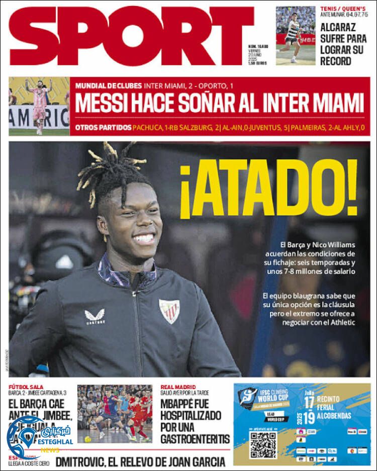 روزنامه ورزشی اسپورت جمعه 30 خرداد 1404 