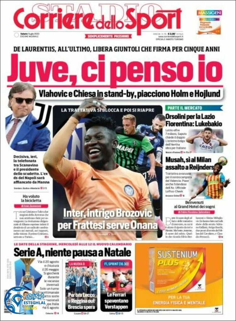 روزنامه ورزشی کوریره دلو اسپورت شنبه 10 تیر 1402 