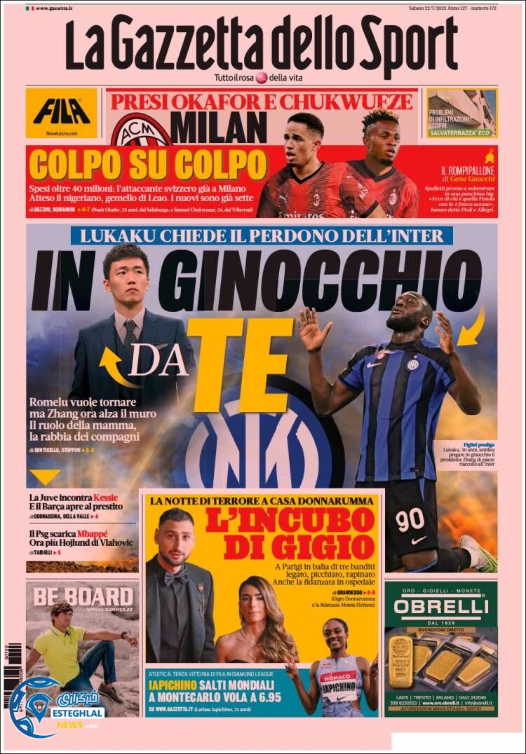 روزنامه ورزشی گاتزتا دلو اسپورت شنبه 31 تیر 1402 