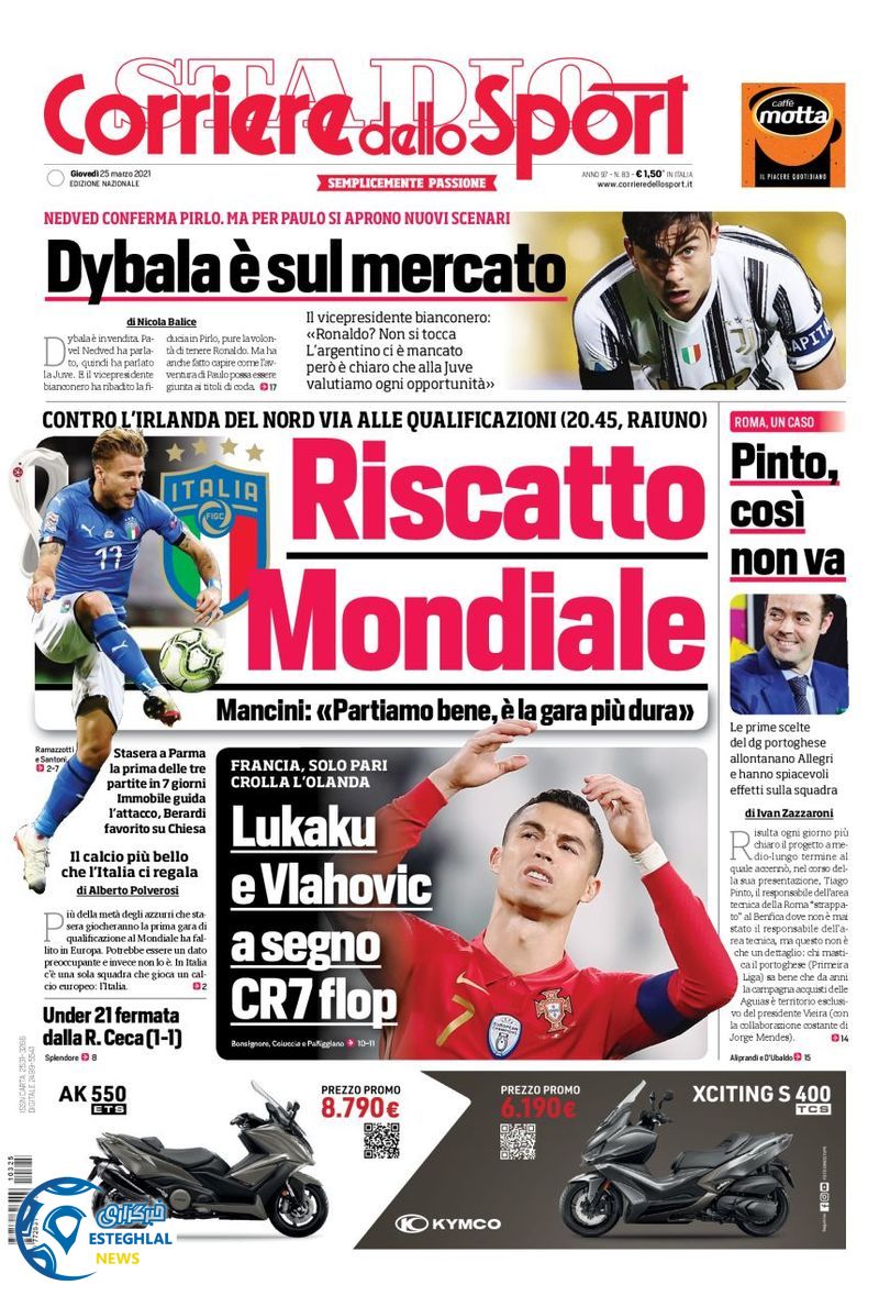 روزنامه ورزشی کوریره دلو اسپورت پنجشنبه 5 فروردین 1400