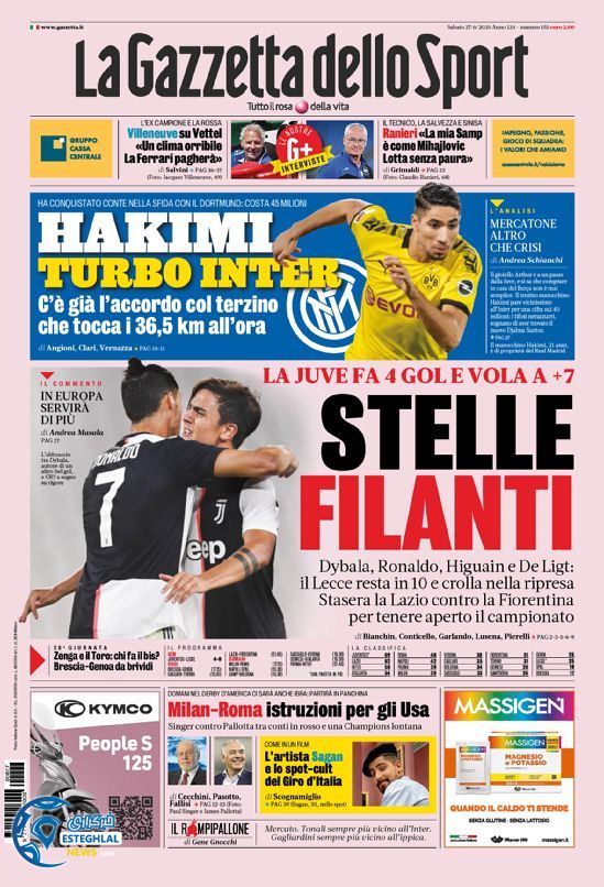 روزنامه ورزشی گاتزتا دلو اسپورت شنبه 7 تیر 1399