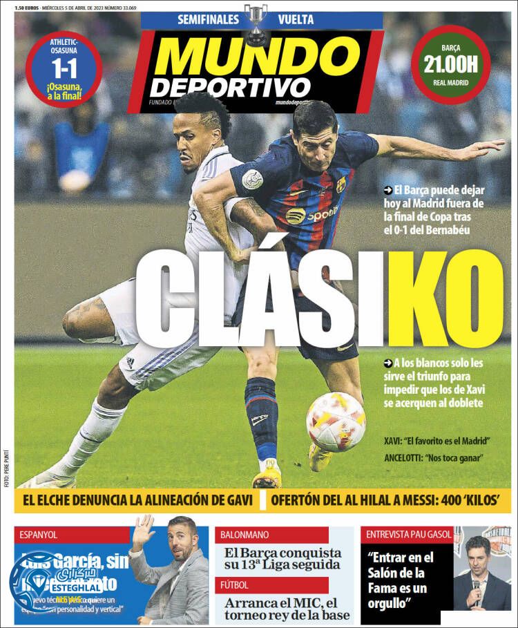 روزنامه ورزشی موندو دپورتیوو چهارشنبه 16 فروردین 1402 