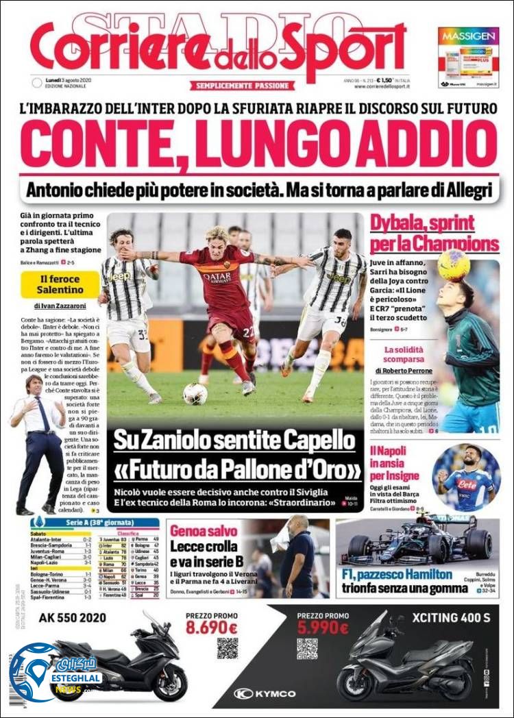 روزنامه ورزشی کوریره دلو اسپورت دوشنبه 13 مرداد 1399