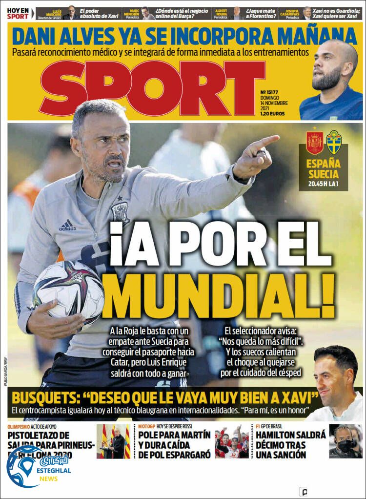 روزنامه ورزشی اسپورت یکشنبه 23 آبان 1400