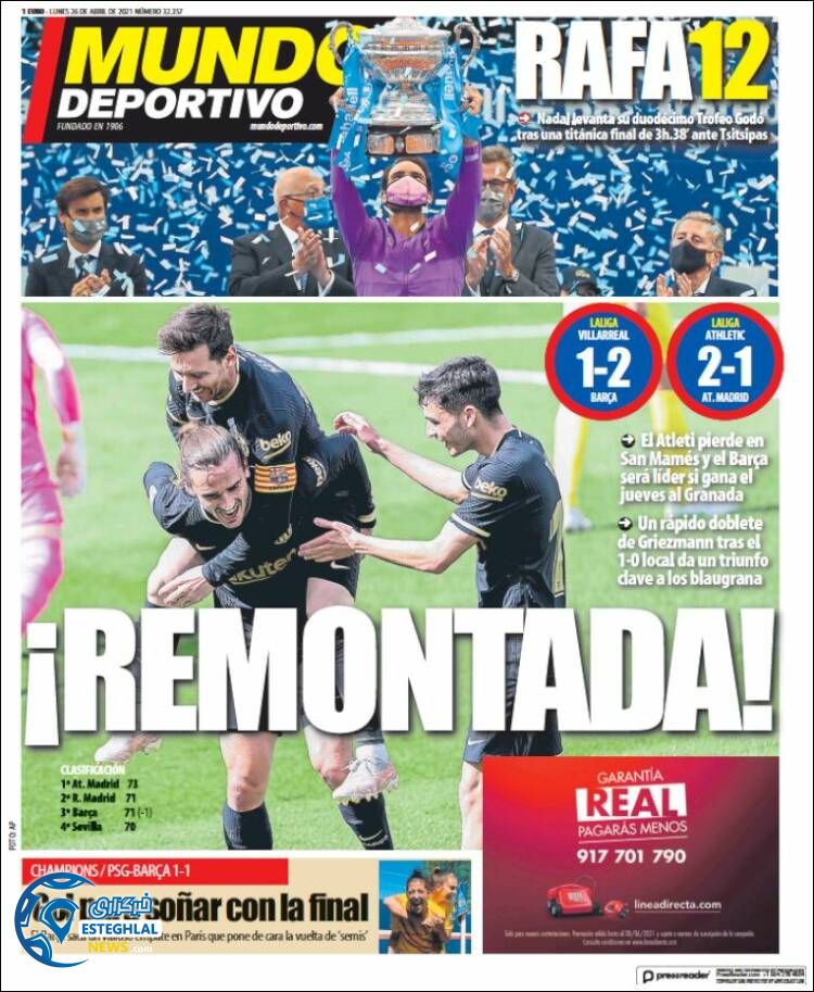 روزنامه ورزشی موندو دپورتیوو دوشنبه 6 اردیبهشت 1400