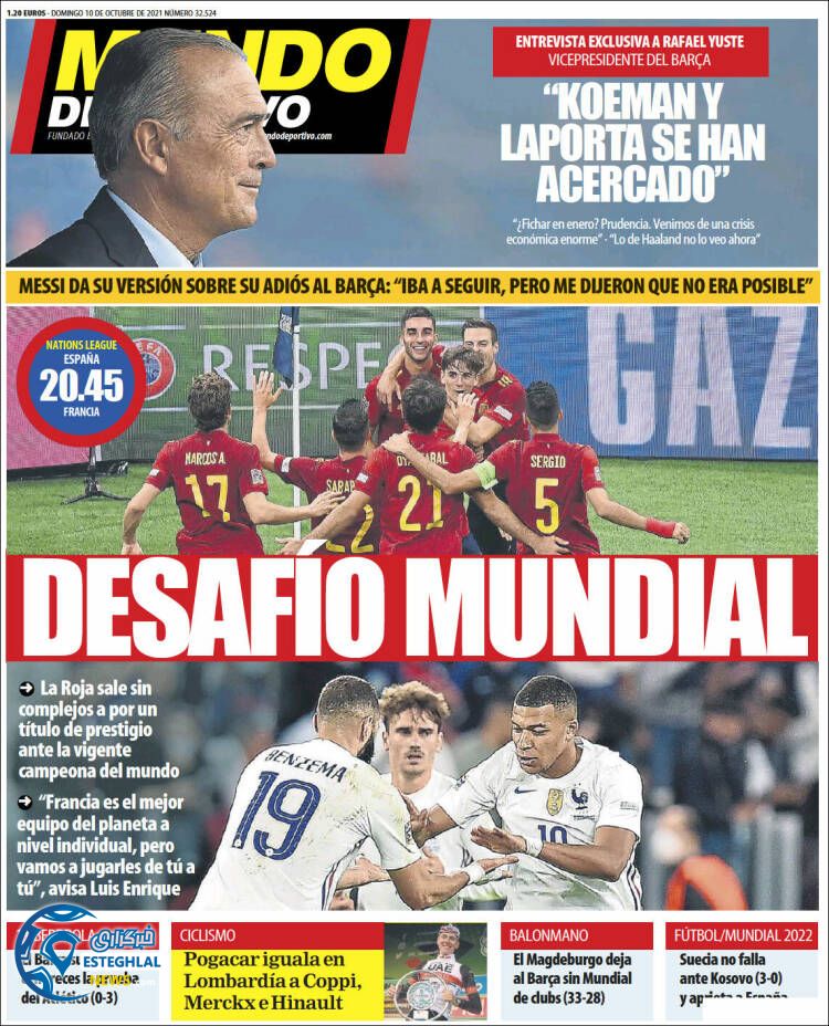 روزنامه ورزشی موندو دپورتیوو یکشنبه 18 مهر 1400