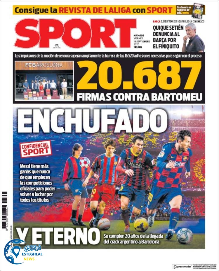 روزنامه ورزشی اسپورت جمعه 28 شهریور 1399