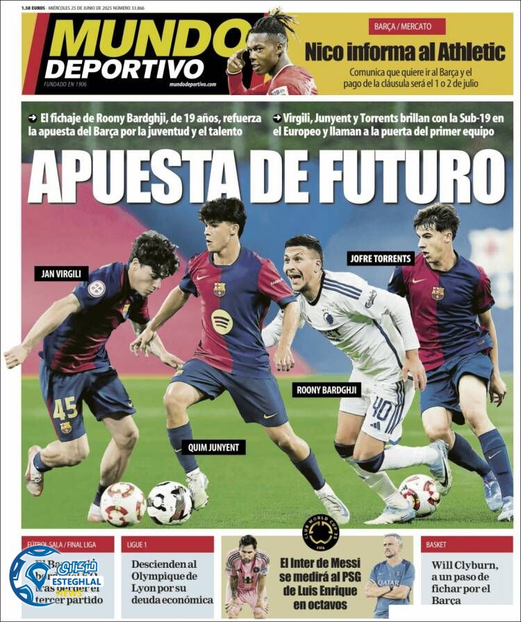 روزنامه ورزشی موندو دپورتیوو چهارشنبه 4 تیر 1404  