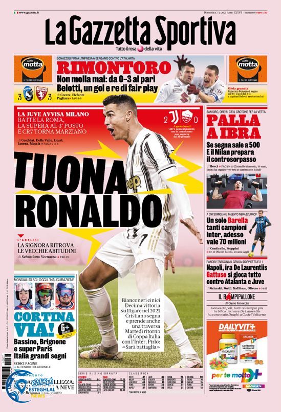 روزنامه ورزشی گاتزتا دلو اسپورت یکشنبه 19 بهمن 1399