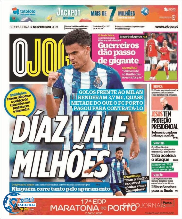 روزنامه ورزشی اوجوگو جمعه 14 آبان 1400