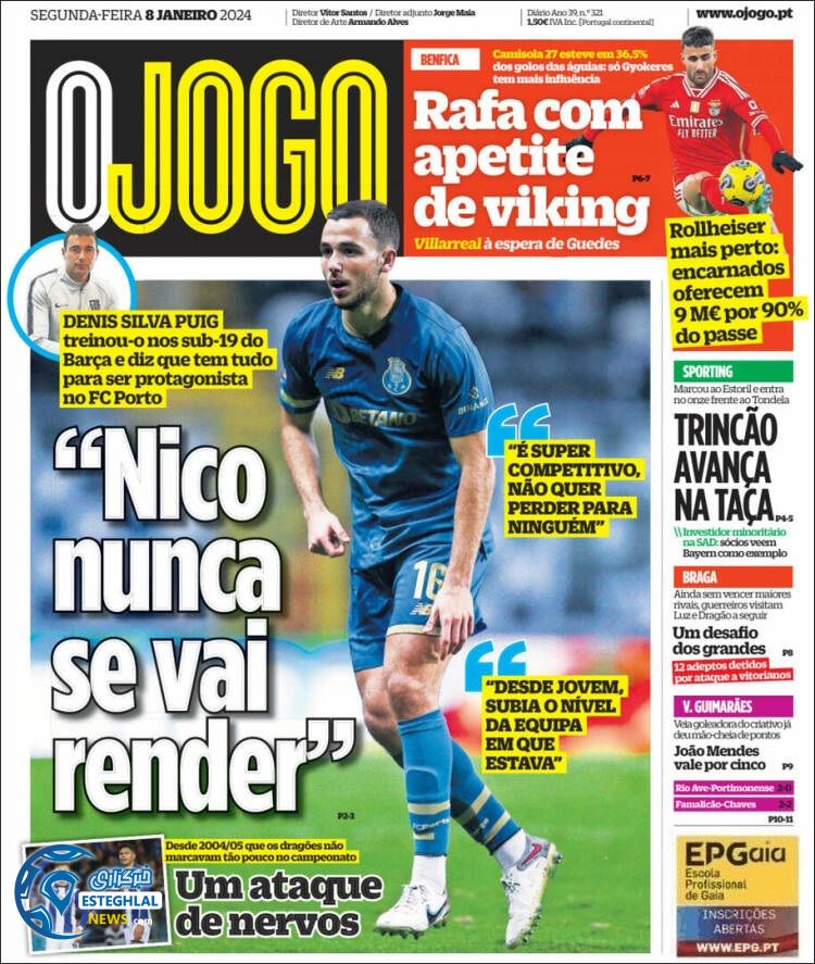 روزنامه ورزشی اوجوگو دوشنبه 18 دی 1402 