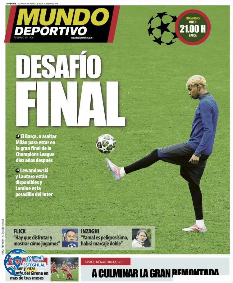 روزنامه ورزشی موندو دپورتیوو سه شنبه 16 اردیبهشت 1404  