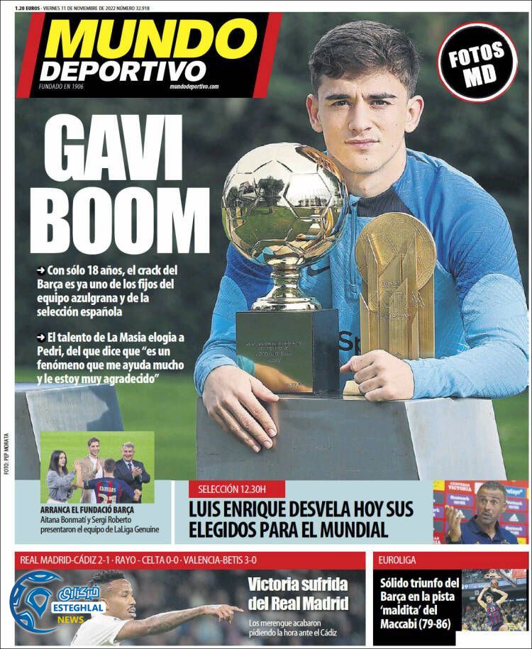 روزنامه ورزشی موندو دپورتیوو جمعه 20 آبان 1401 